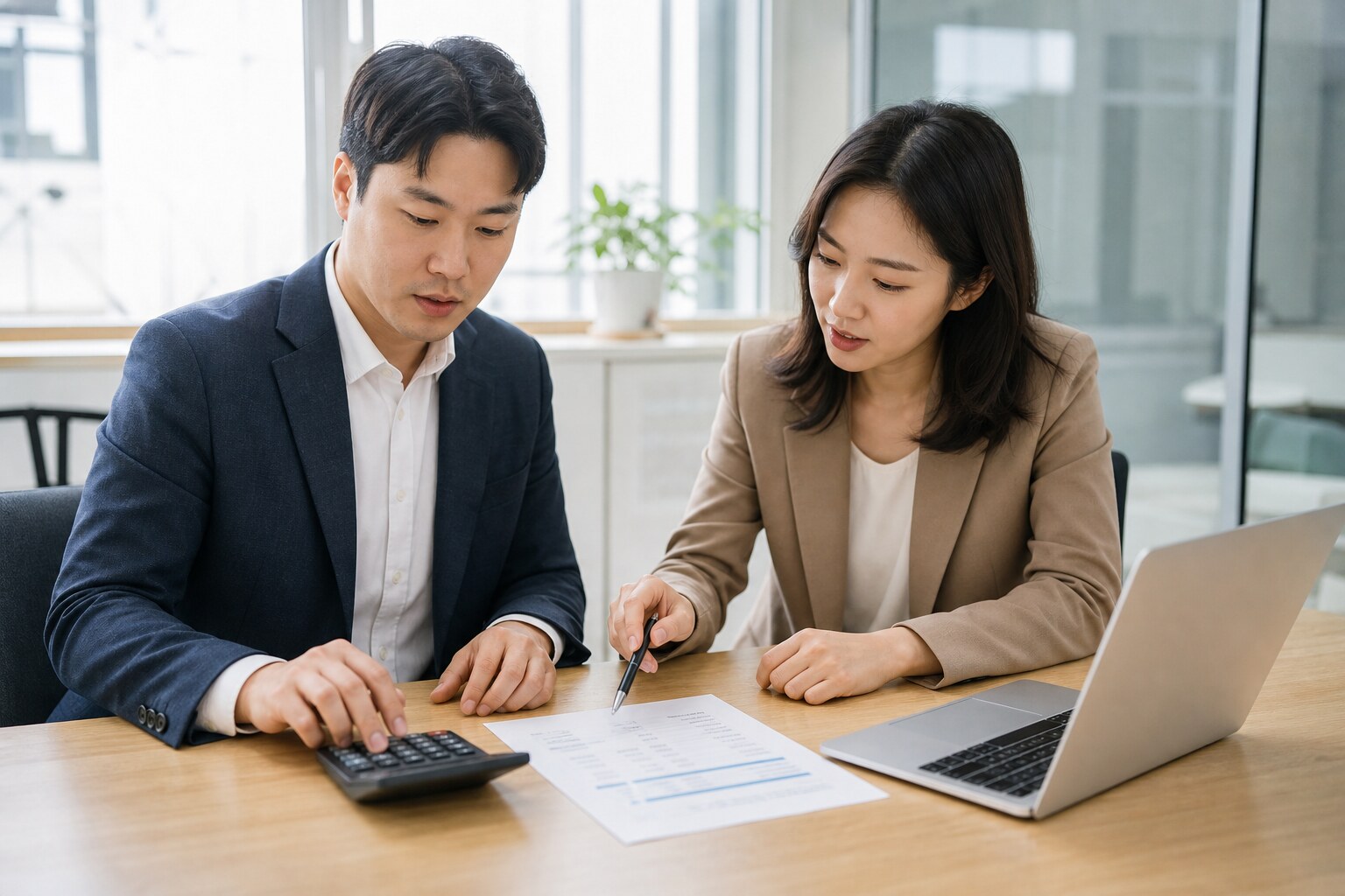 출연 재산 규모와 설립 소요 비용을 계산하며 자산 요건을 점검하는 상담 모습