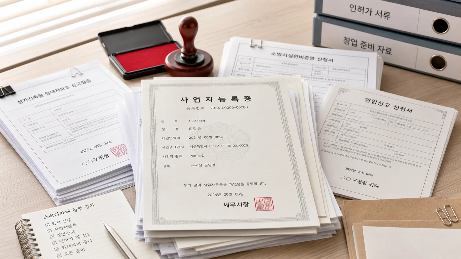 설치 신고에 필요한 인허가 서류 묶음