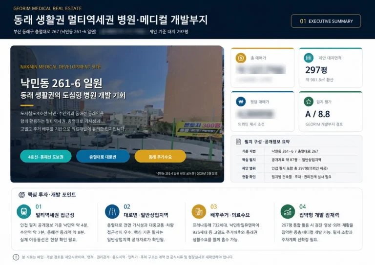 낙민동 메디컬 및 전문병원 추천부지