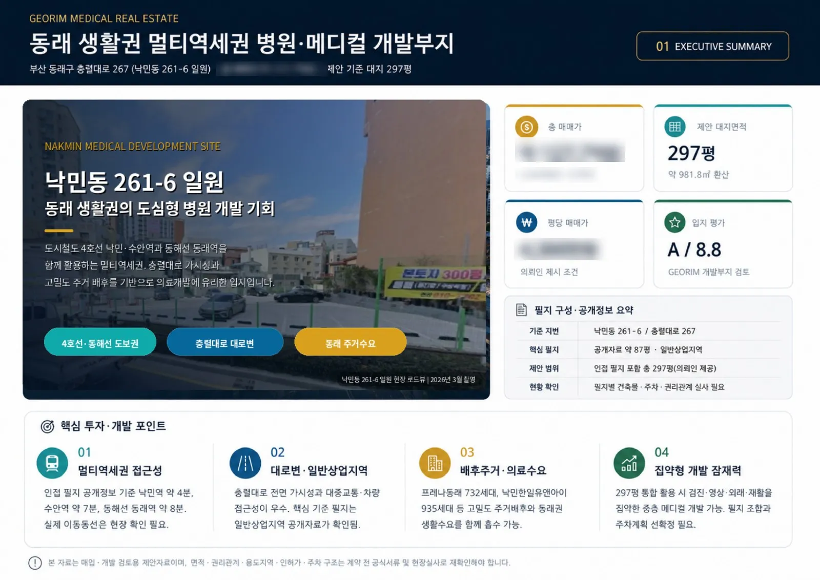 낙민동 메디컬 및 전문병원 추천부지