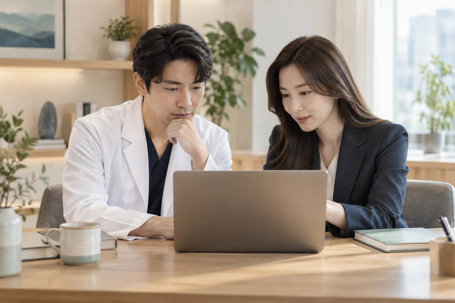 병원마케팅 광고와 환자 정보 흐름을 검토하는 가상의 상담 장면
